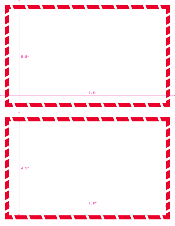 Blank WHMIS Red Shipping Label with dimensions