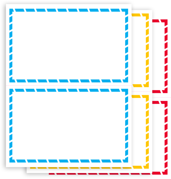 Blank WHMIS Shipping Labels in three different colours - blue, red and yellow stacked on top of each other