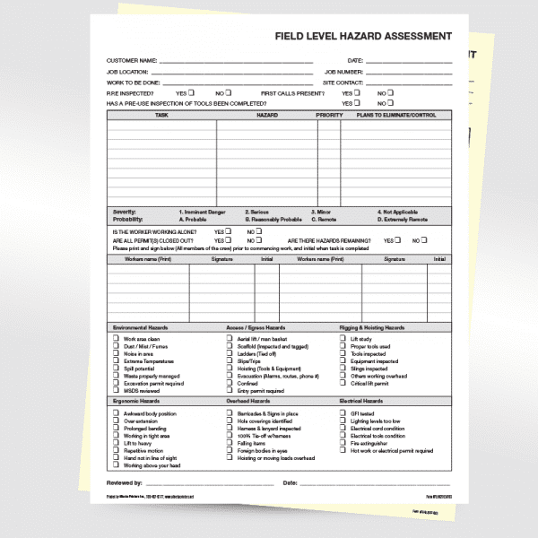 Field Level Hazard Assessment Sample Sheet