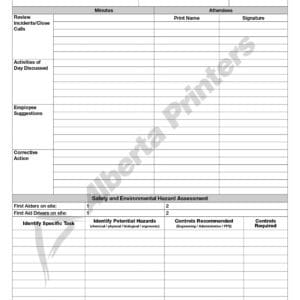 Tailgate Toolbox Meeting Form